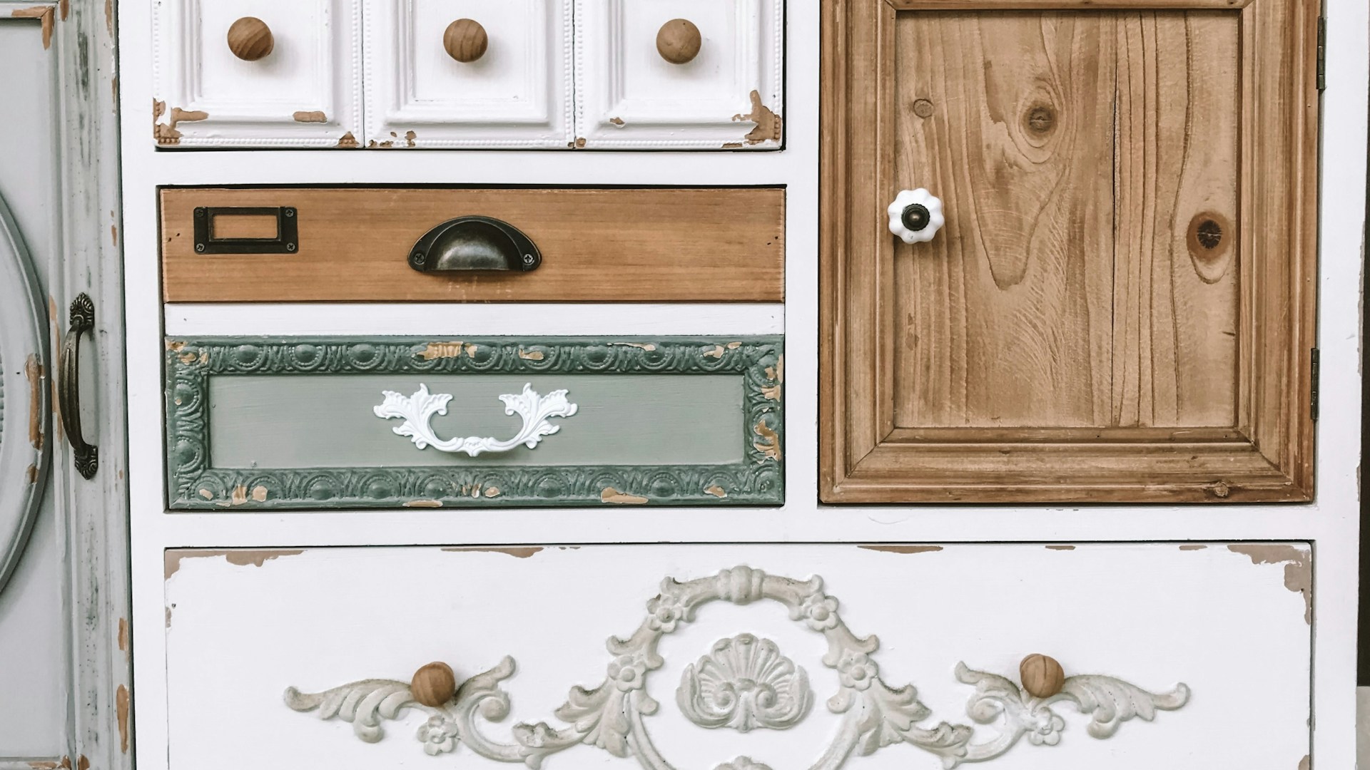 white and brown wooden cabinet