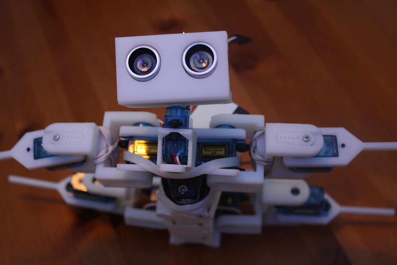 robot, servo, ultrasonic sensor, engine, recycling, hobby, electronics, project, 3d printing, ebay, components, close-up