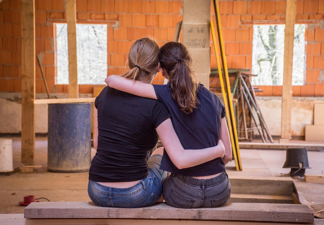 girlfriends, friendship, hug, trust, girls, pair, friends, best friends, together, affection, connectedness, young peopl